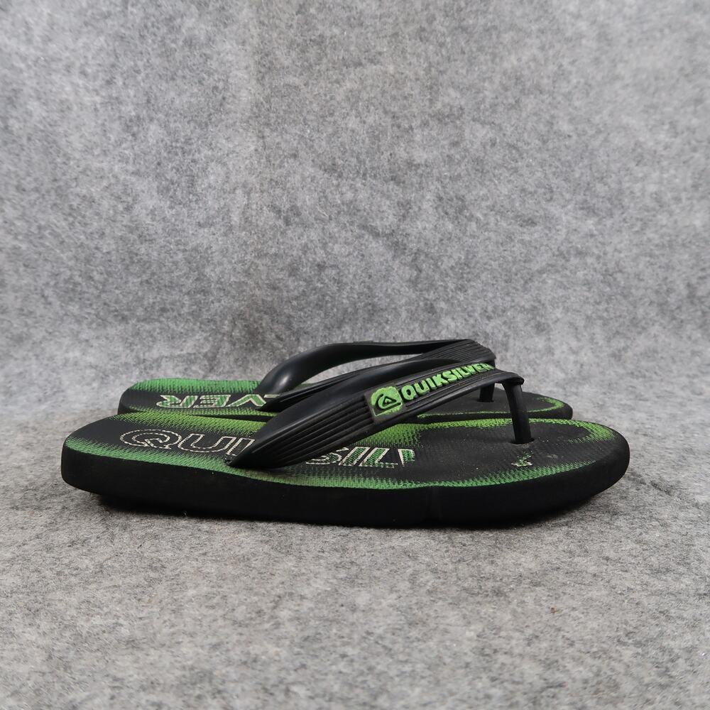 Quiksilver Shoes Kids 1 Sandals Flip Flops Slip On Casual Black Green Boy Youth